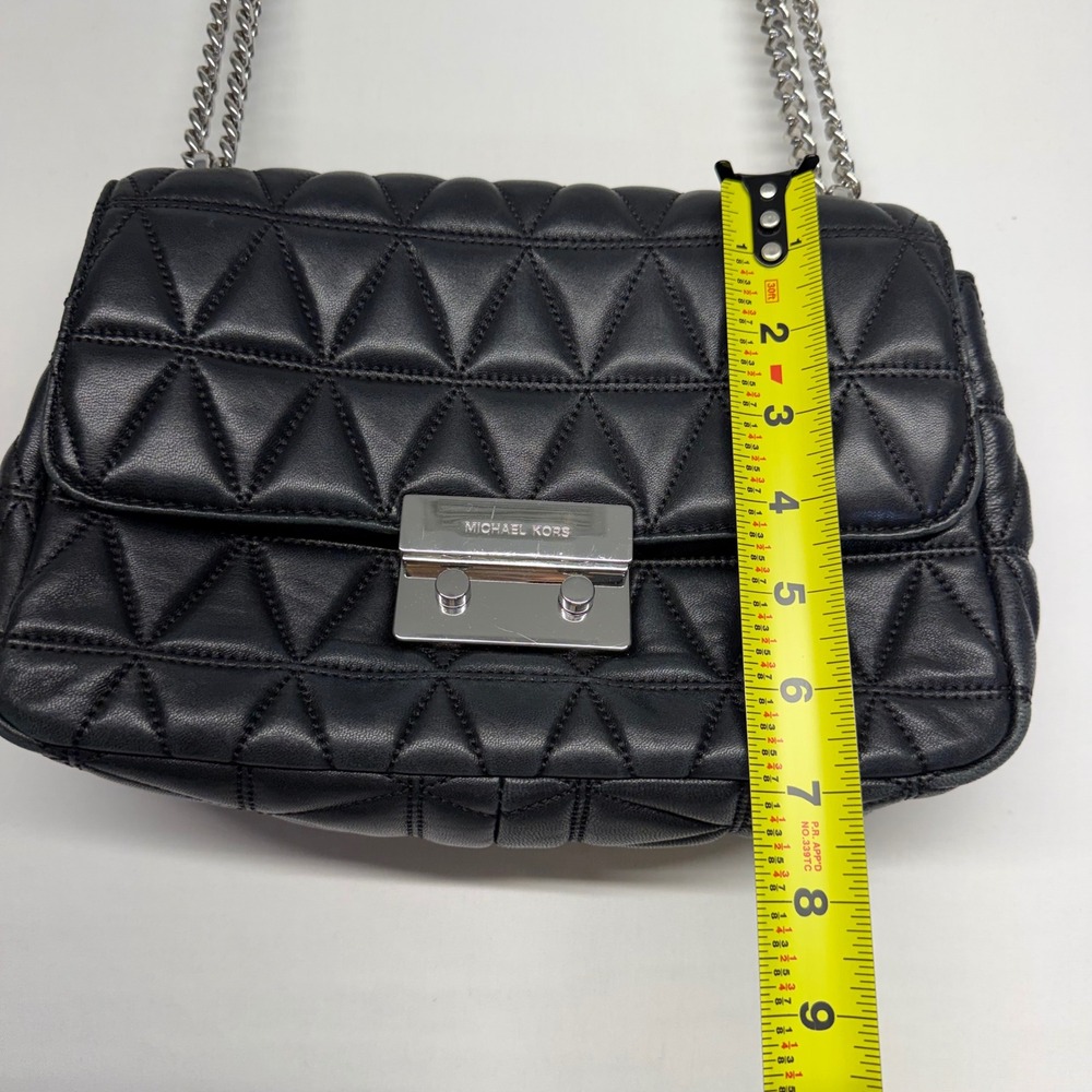 Michael Kors Sloan Large Quilted Leather Chain Shoulder Bag Black Lucury - Picture 11 of 12